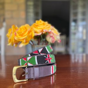 Maasai Beaded Leather Belt-Kenyan Flag